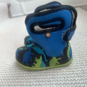 Bogs Blue and Green Dinosaur Print Kids Boots